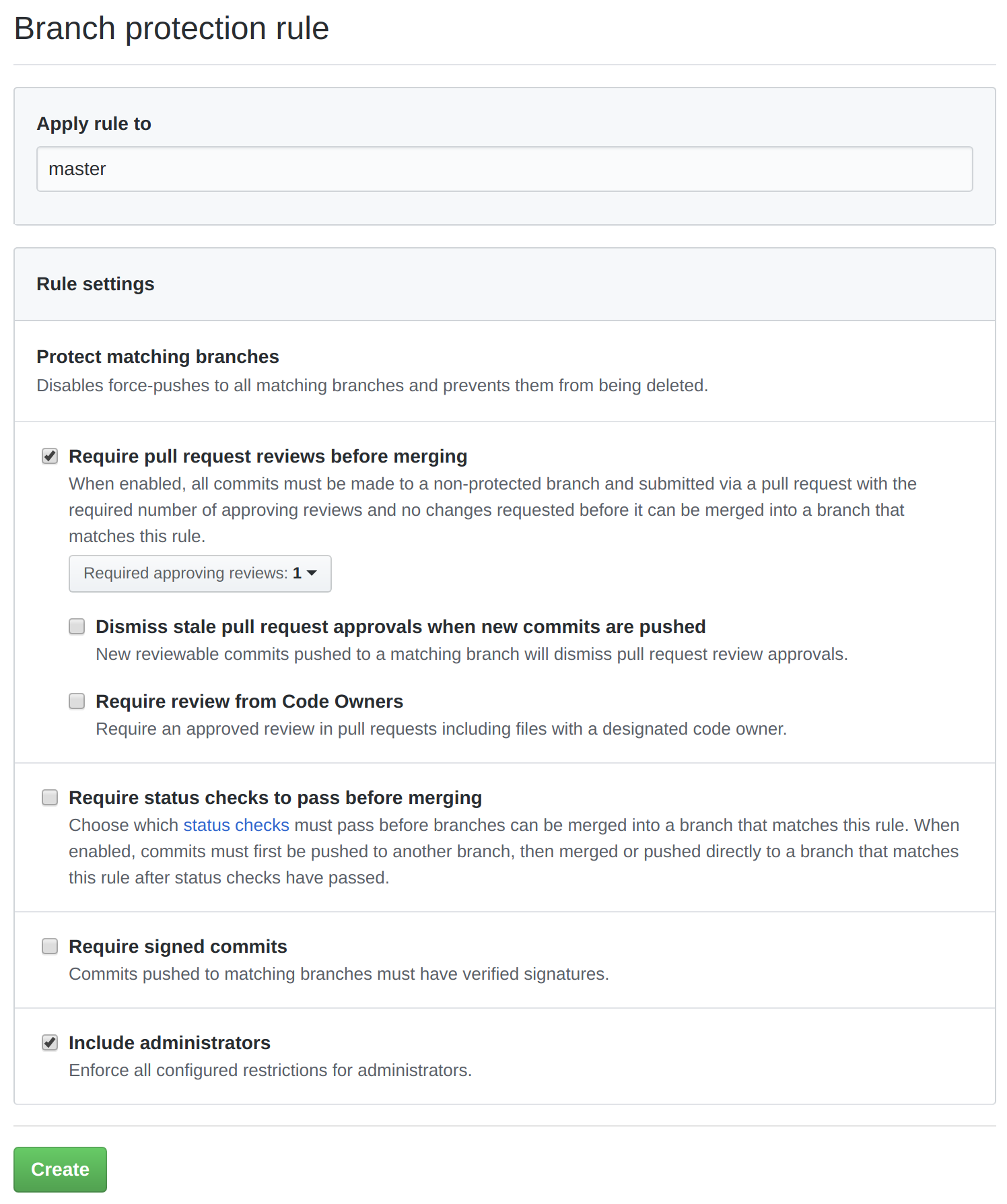 Configuring master as a protected branch on GitHub